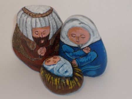 Christian rock art paintings, nativity, Holy Family